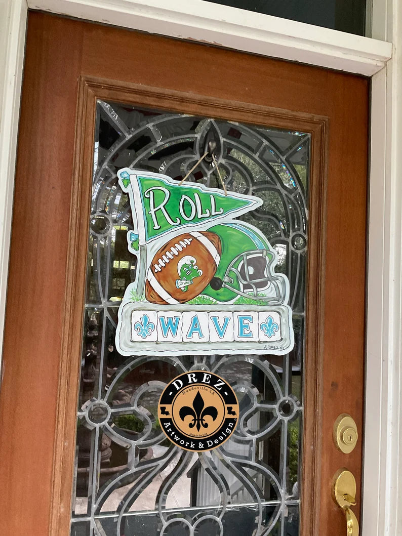 Football Collage- Wave Door Hanger