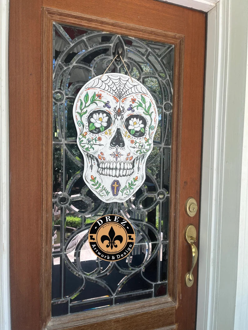 Halloween Sugar Skull Door Hanger