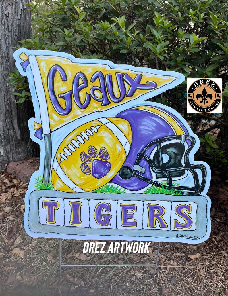 Football Collage- Purple & Gold Yard Stake