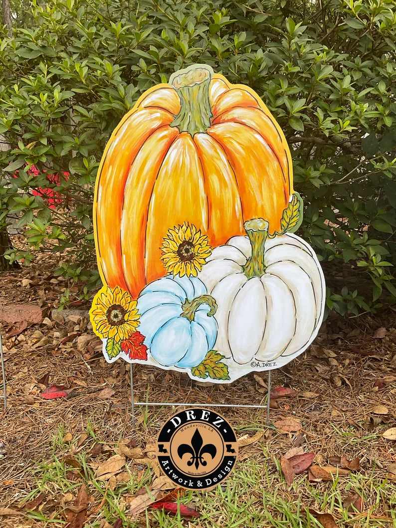Pumpkin Collage Yard Stake