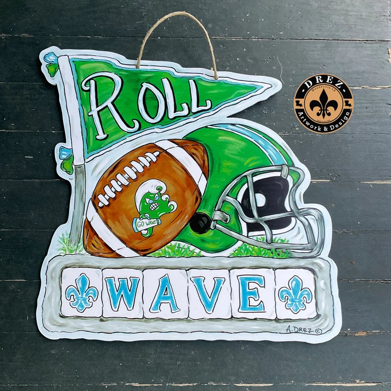Football Collage- Wave Door Hanger