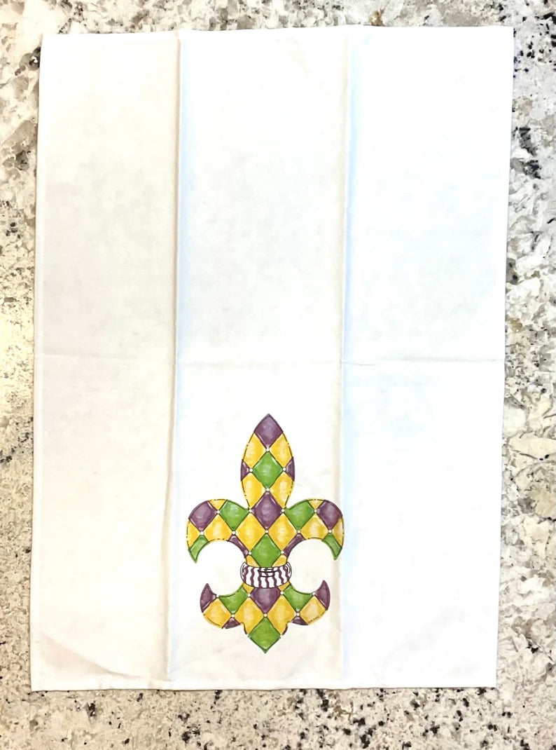 Mardi Gras Fleur De Lis Tea Towel