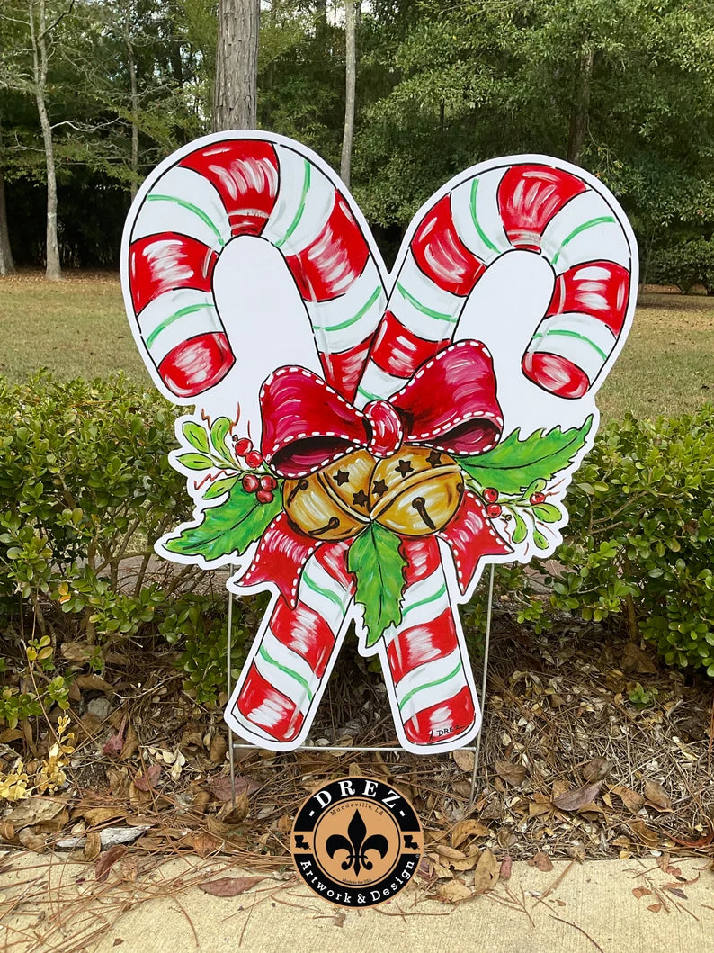 Candy Cane Christmas Yard Stake