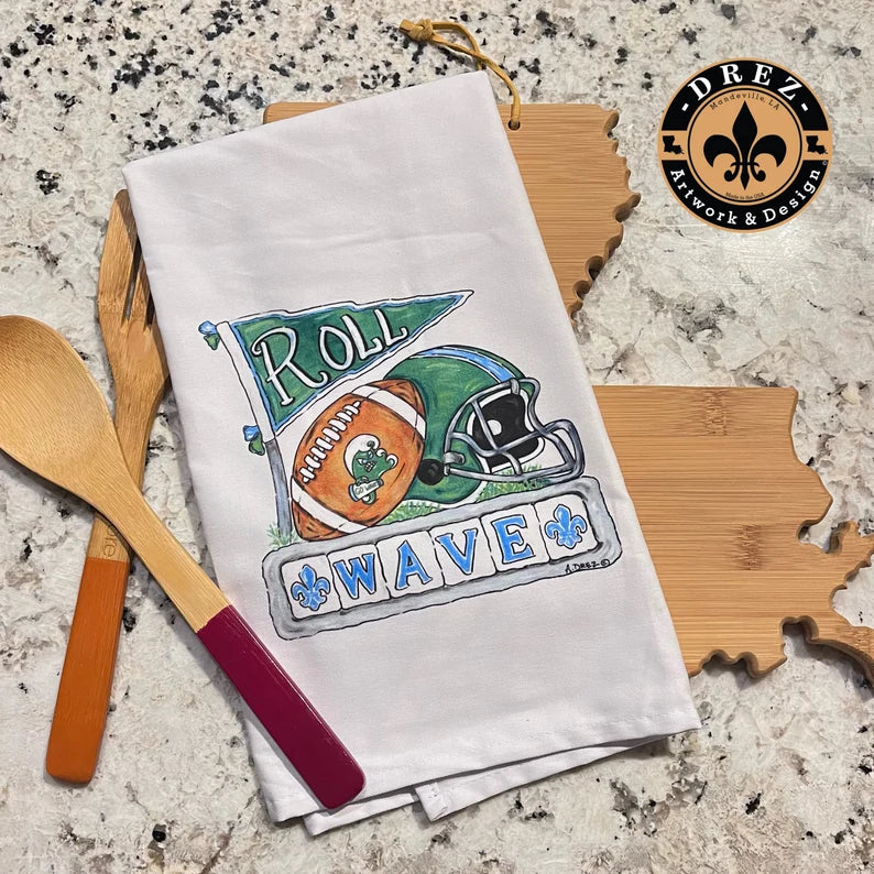 Football Collage- Wave Tea Towel