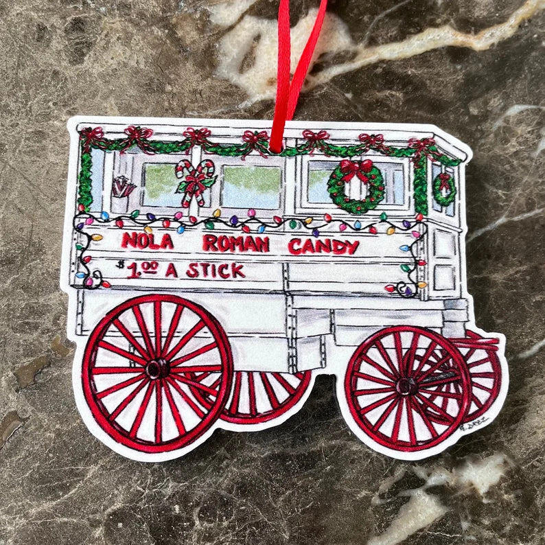 Christmas Roman Candy Cart Ornament