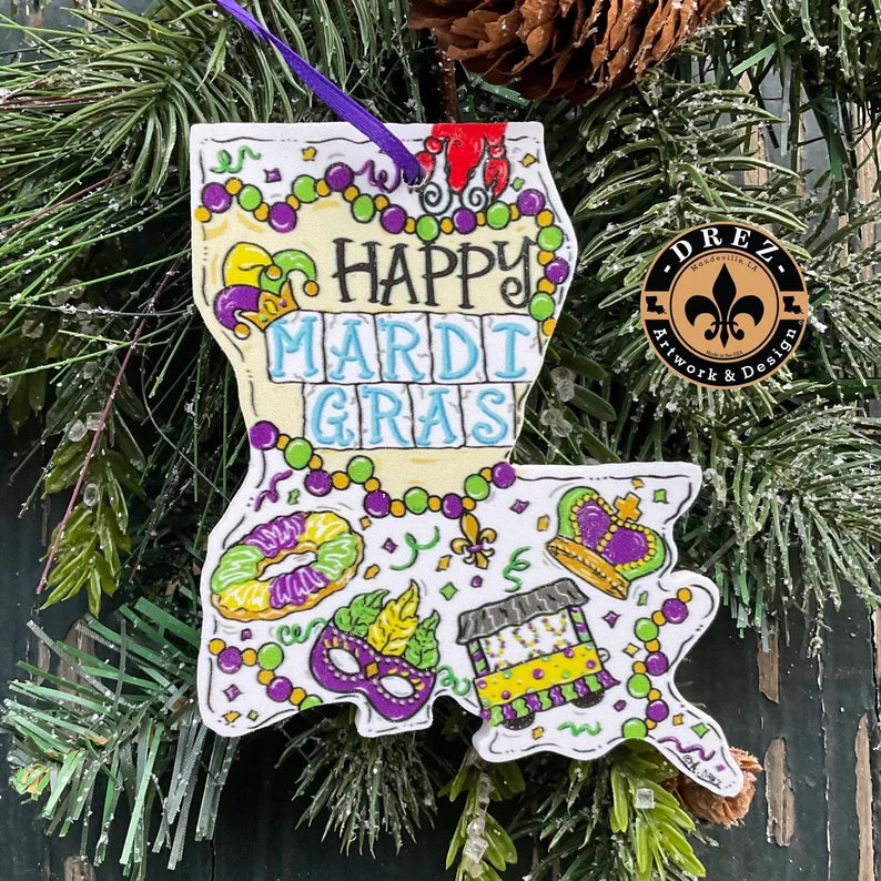 Louisiana Mardi Gras Original Design Ornament