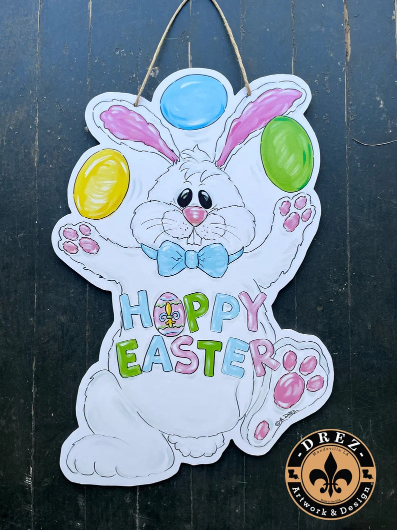 Easter Juggling Bunny Door Hanger