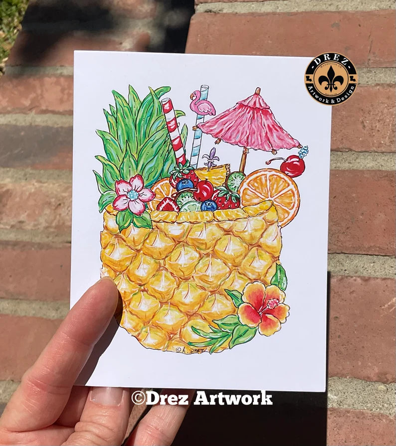 Pineapple Cocktail Notecards