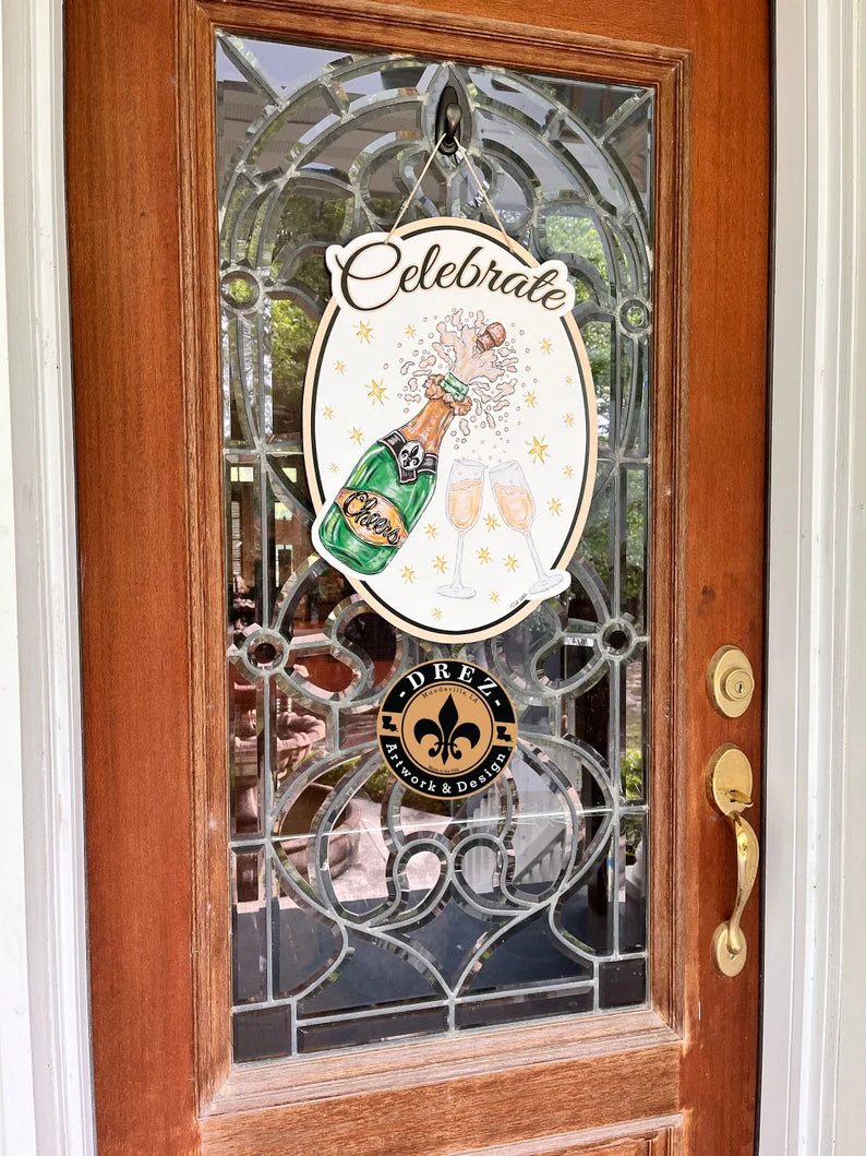 Celebrate Champagne Door Hanger