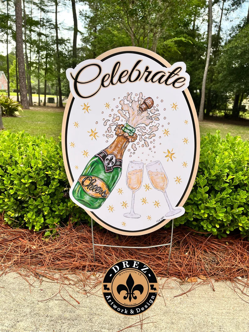 Celebrate Champagne Yard Stake