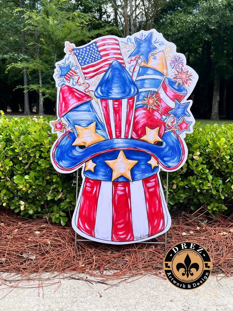 Patriotic Hat Yard Stake
