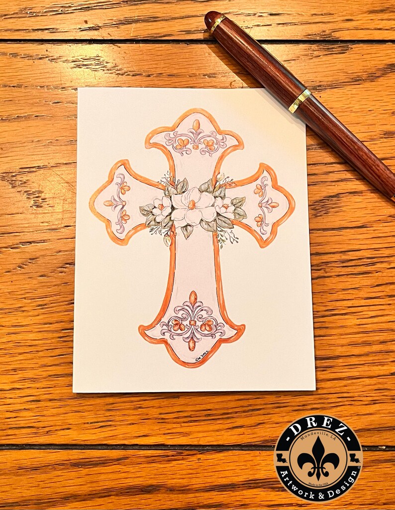 Cross White with Magnolia Notecards