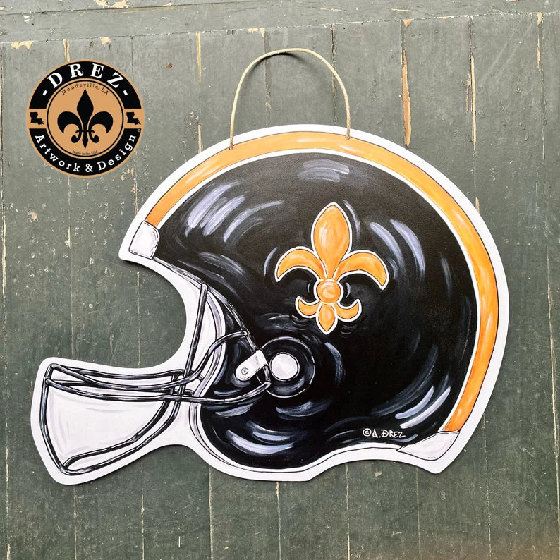 Helmet- Black & Gold Door Hanger