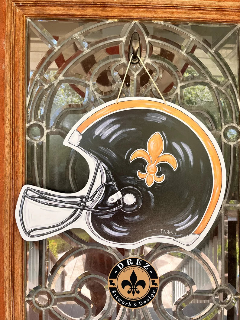 Helmet- Black & Gold Door Hanger