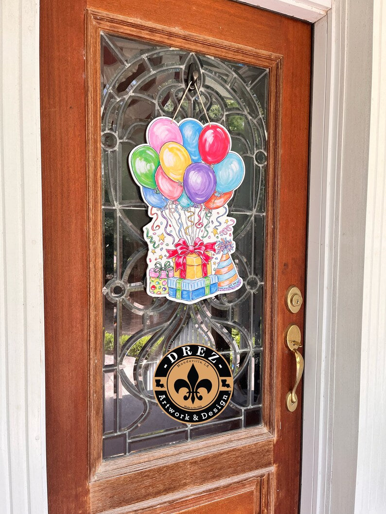 Balloon Collage Birthday Door Hanger