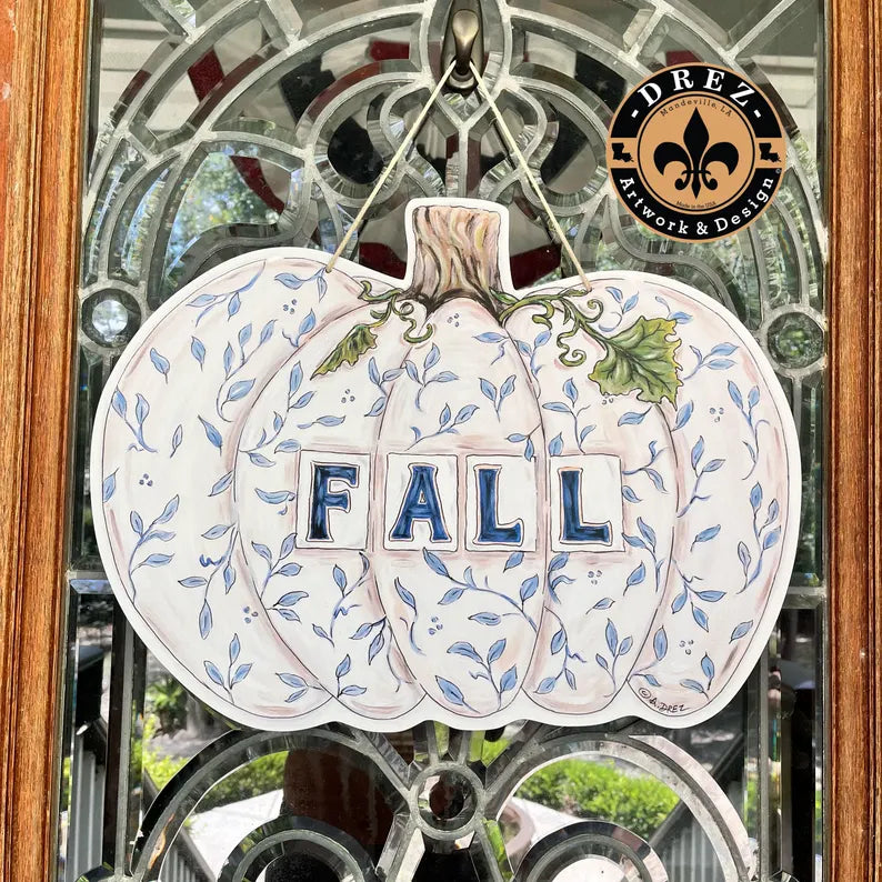 Pumpkin Fall Chinoiseries Door Hanger