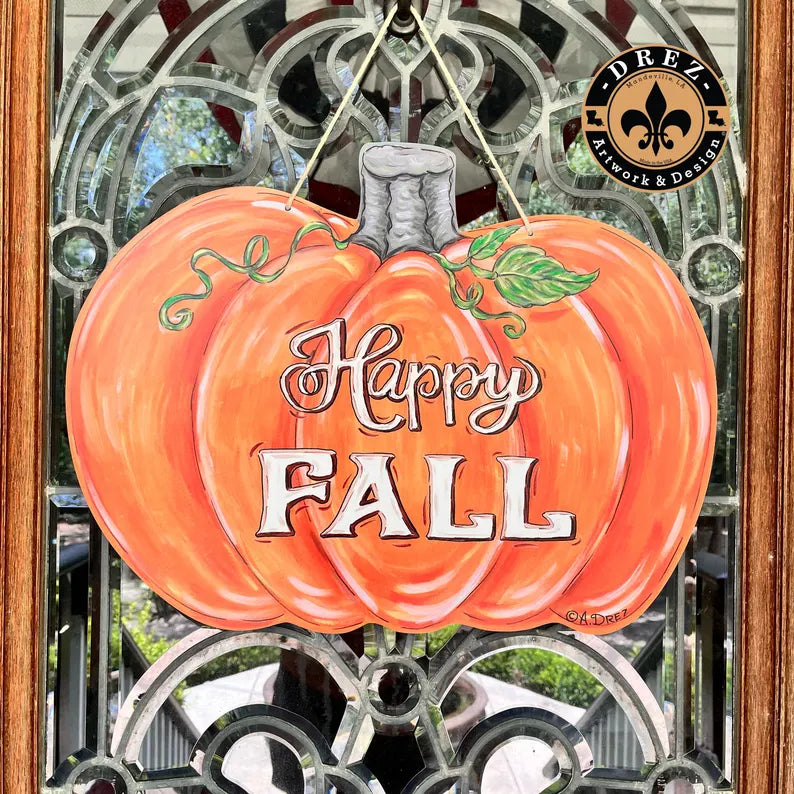 Pumpkin Happy Fall Door Hanger