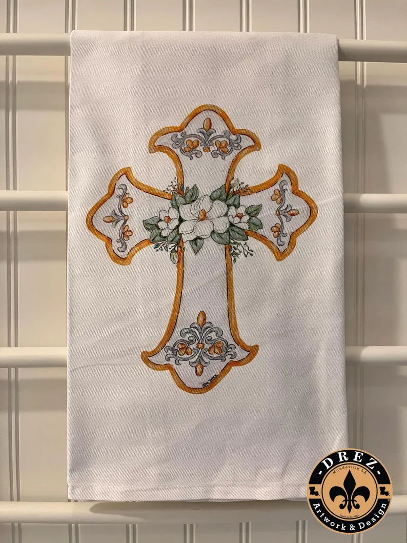 Cross White with Magnolia Tea Towel