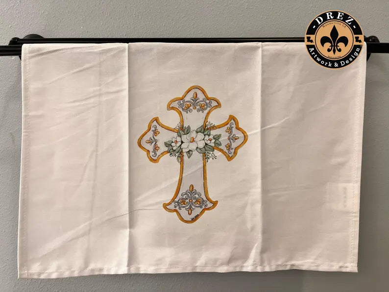 Cross White with Magnolia Tea Towel