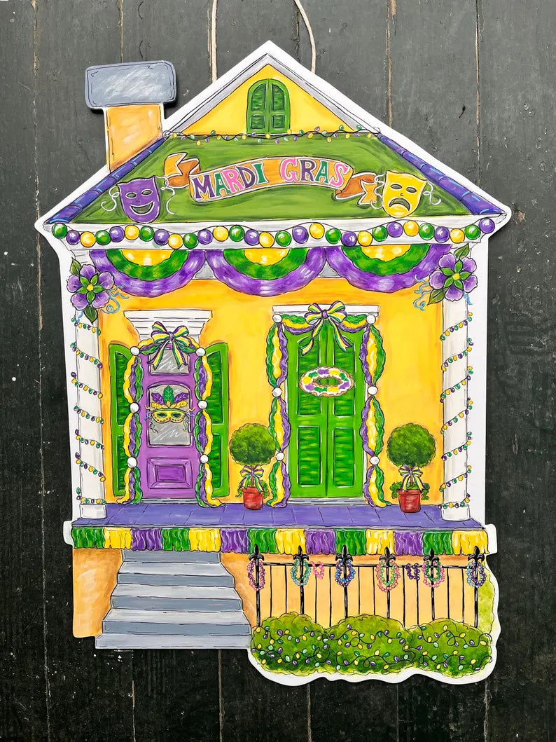 Mardi Gras House Door Hanger