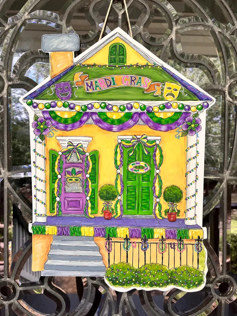 Mardi Gras House Door Hanger
