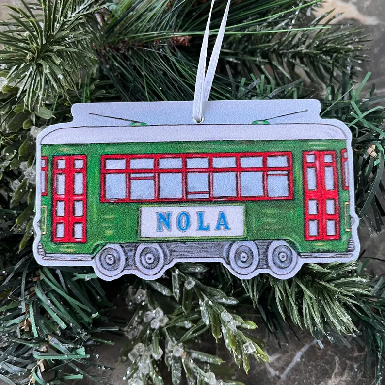 Streetcar Green Horizontal Ornament
