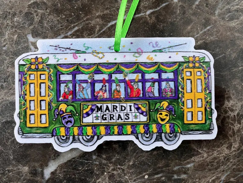 Mardi Gras Streetcar Horizontal Ornament