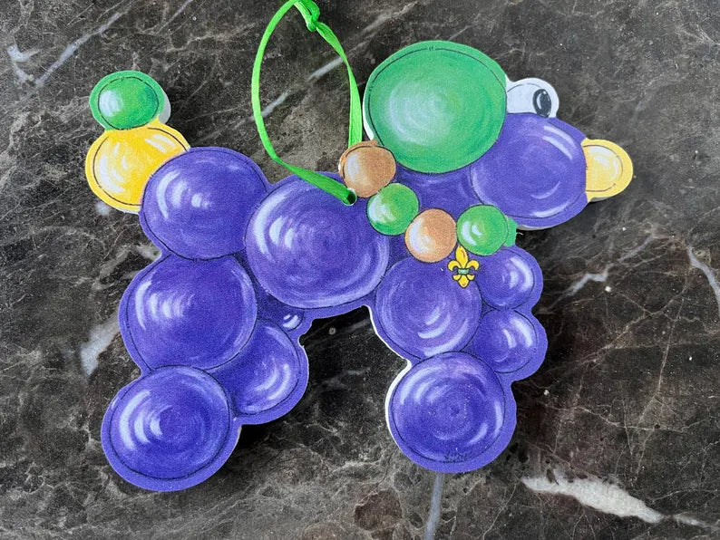 Mardi Gras Bead Dog Ornament