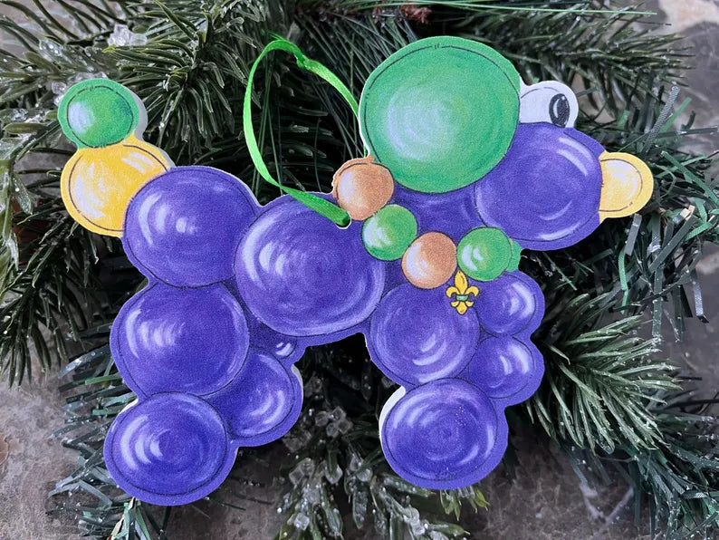 Mardi Gras Bead Dog Ornament