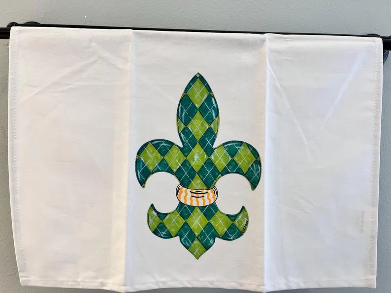 Fleur De Lis St. Patties Day Tea Towel