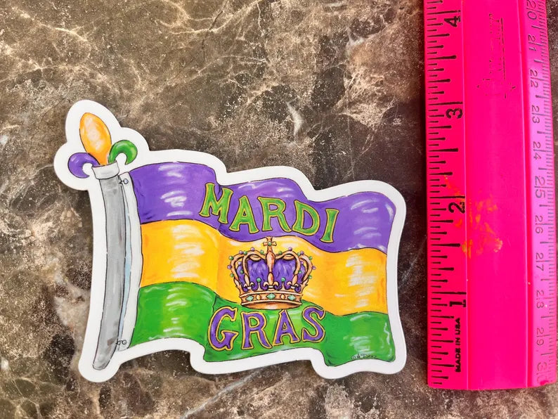 Mardi Gras Flag Sticker
