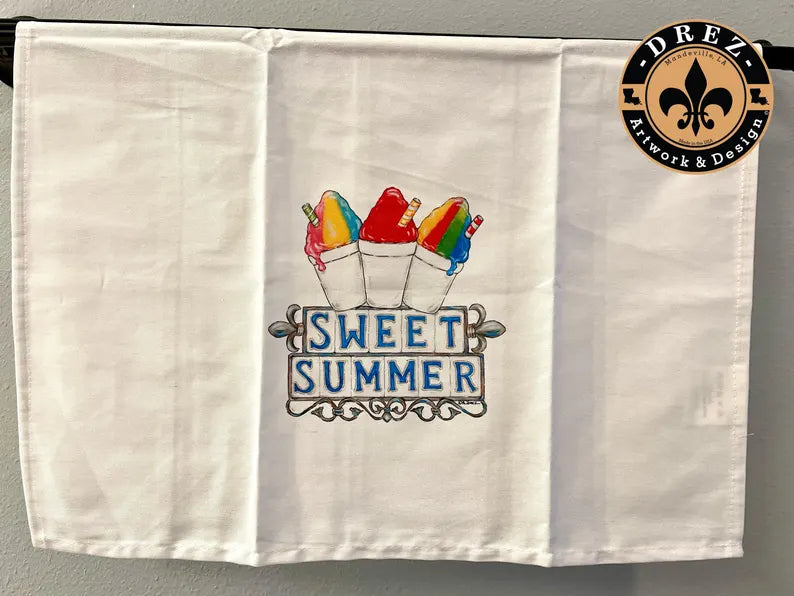 Sweet Summer Snowball Trio Snowball Tea Towel