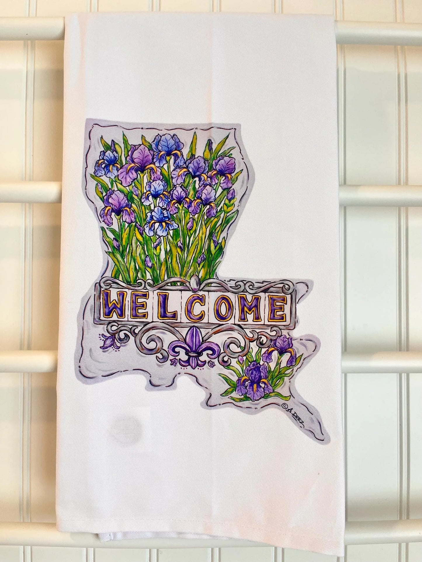Louisiana Iris Tea Towel