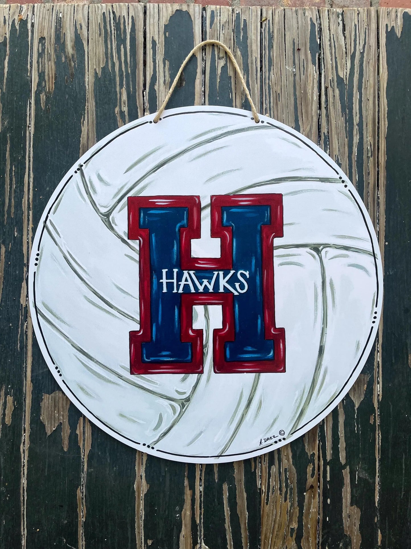 Hannan High School Hawks Volleyball Door Hanger
