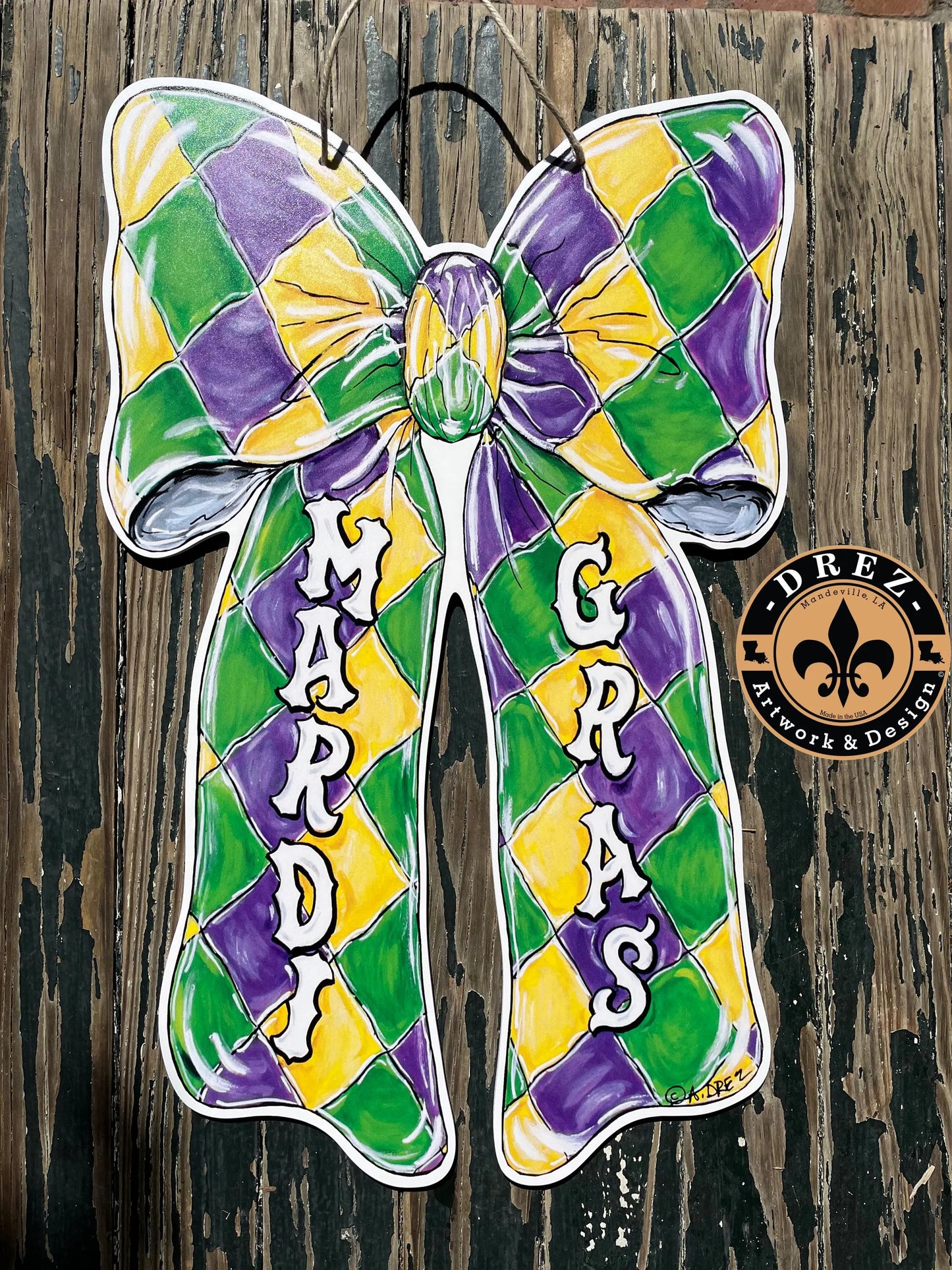 Mardi Gras Bow Door Hanger