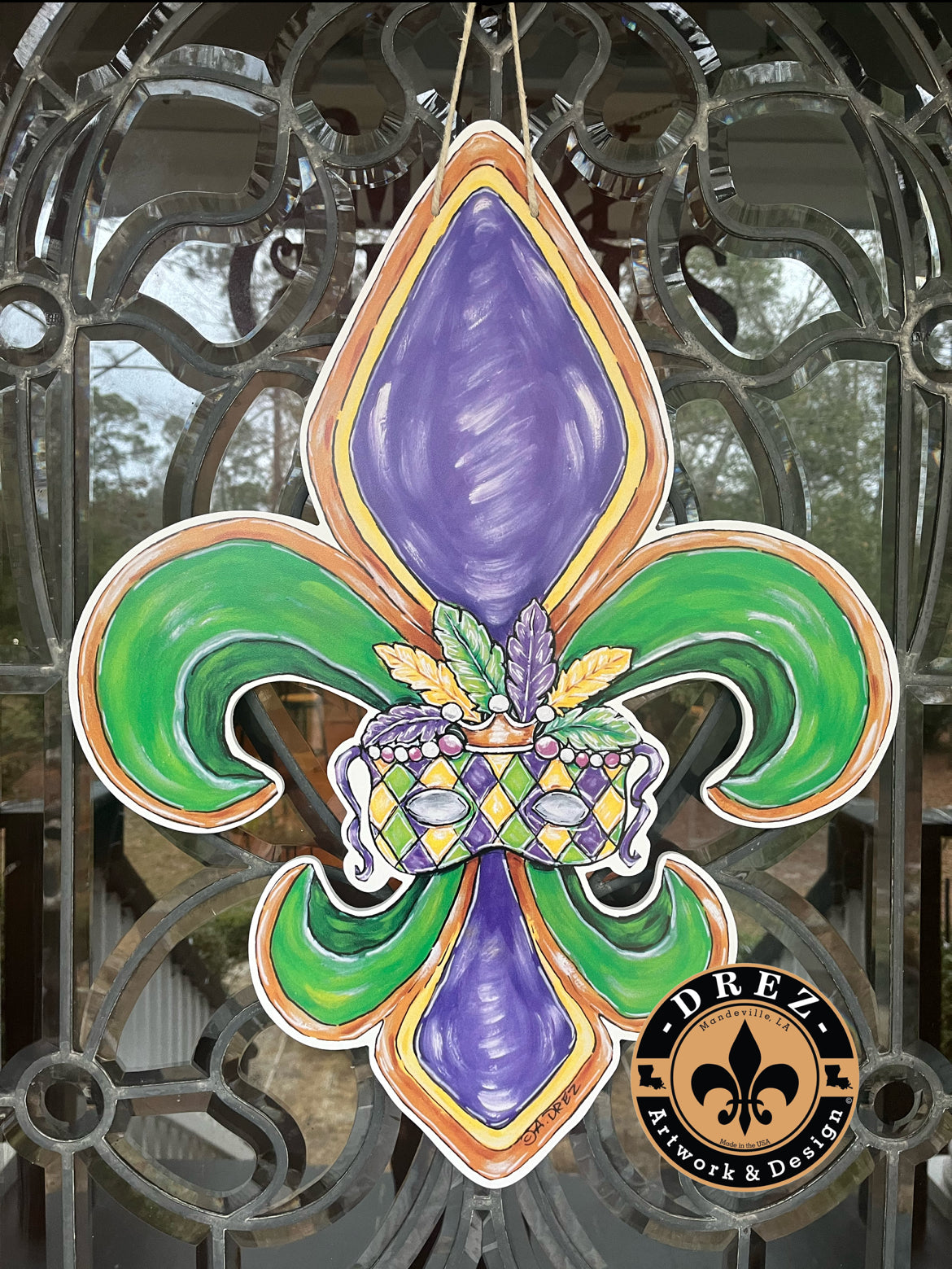Mardi Gras FDL with Mask Door Hanger