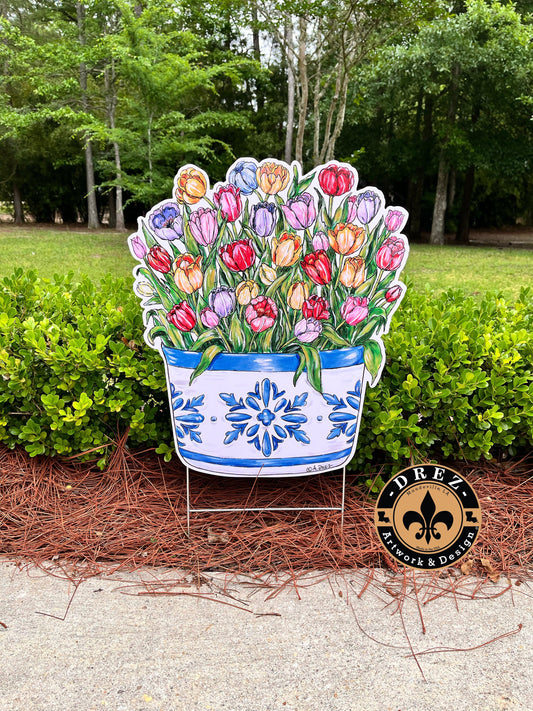 Tulip Flower Pot Yard Stake