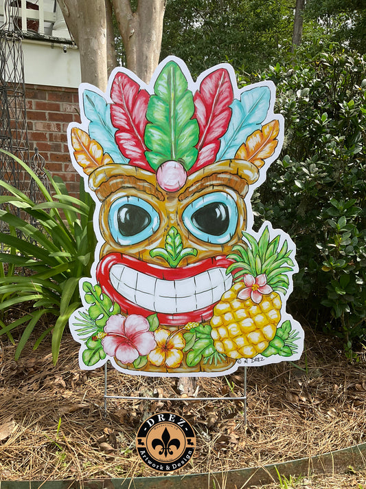Hawaiian Tiki Mask Yard Stake