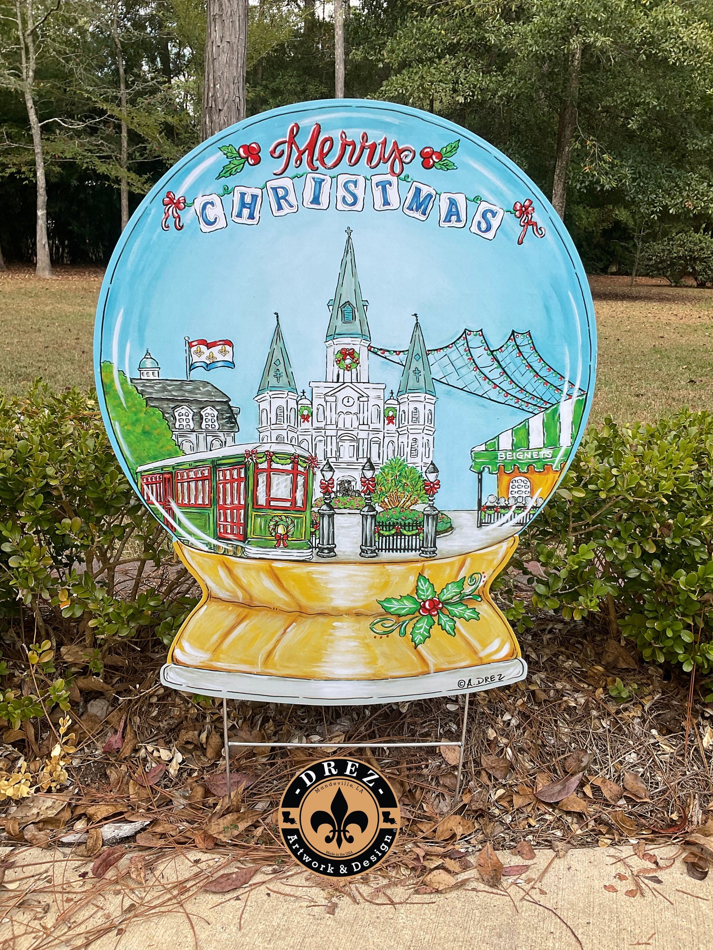Christmas Snowglobe Nola Yard Stake