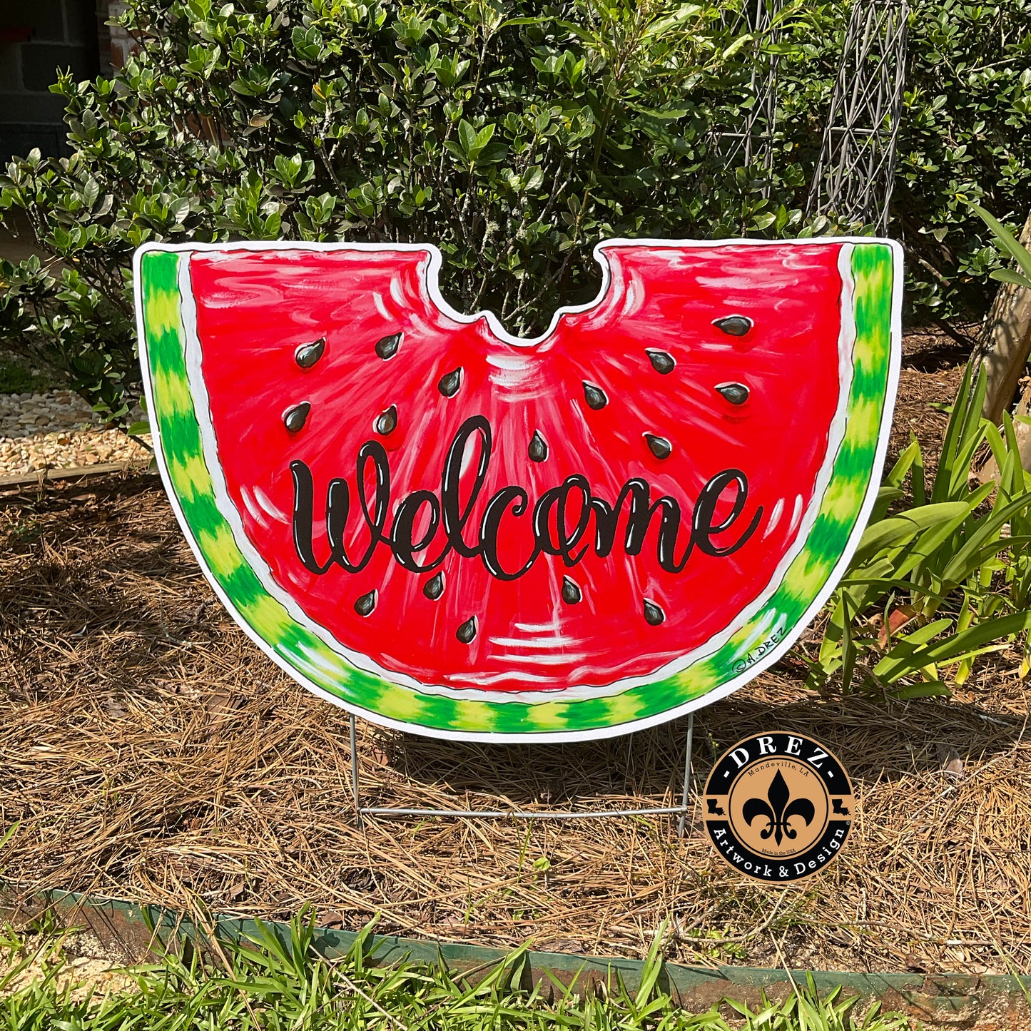 Watermelon Welcome Yard Stake