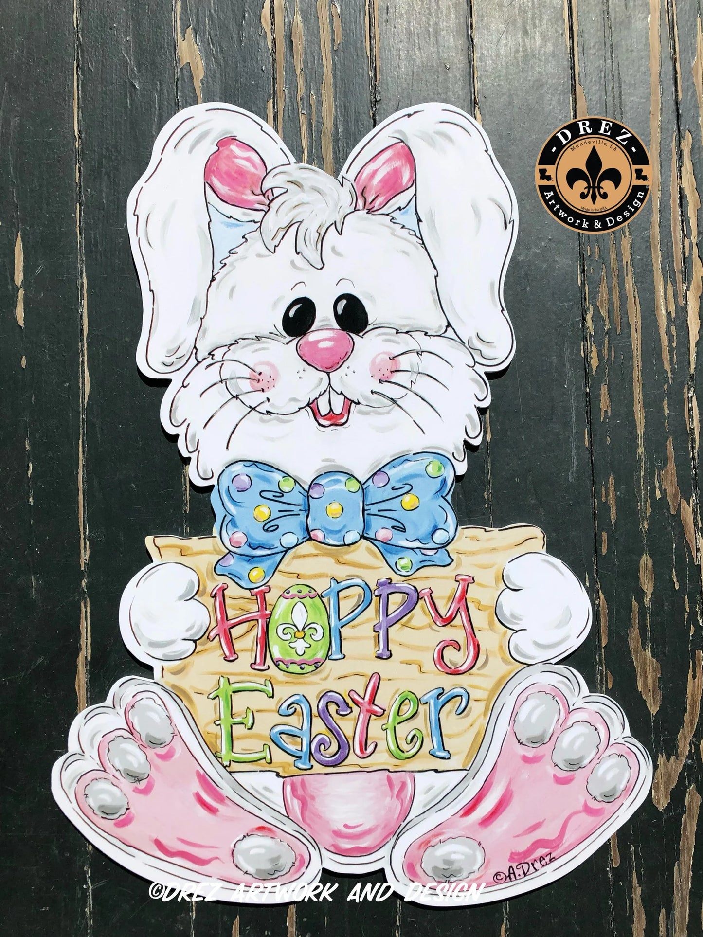 Easter Bunny with Sign Door Hanger