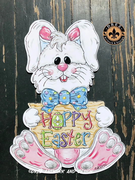 Easter Bunny with Sign Door Hanger