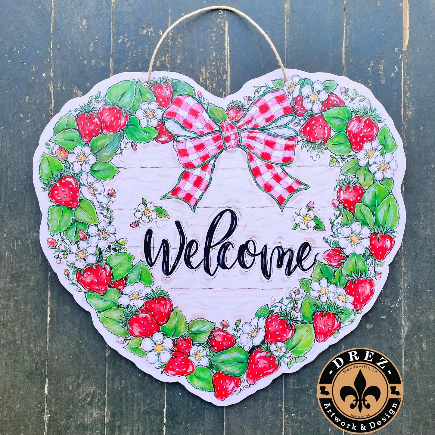 Strawberry Heart Wreath Door Hanger