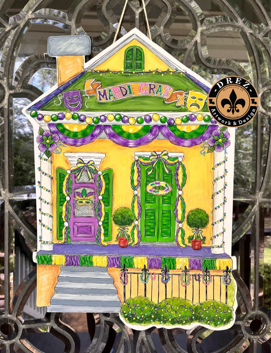 Mardi Gras House Door Hanger