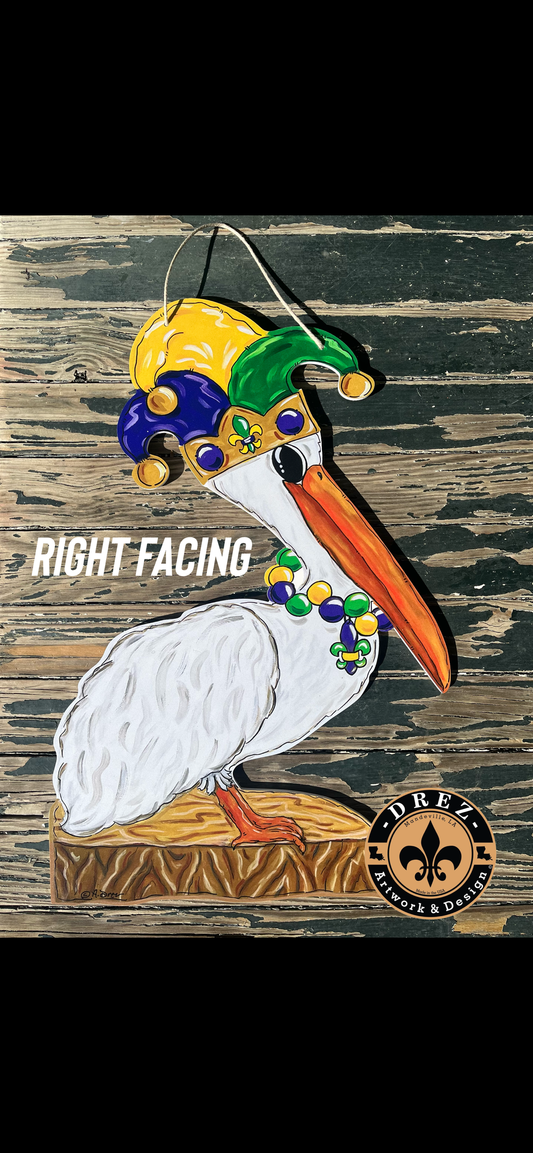 Mardi Gras Pelican Door Hanger