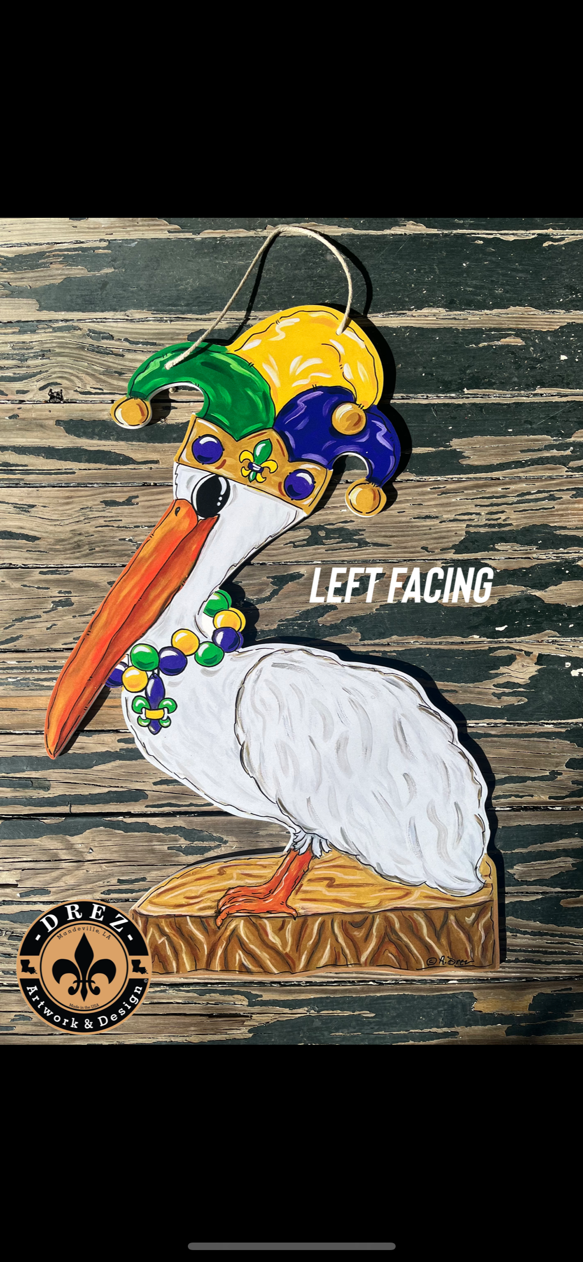 Mardi Gras Pelican Door Hanger