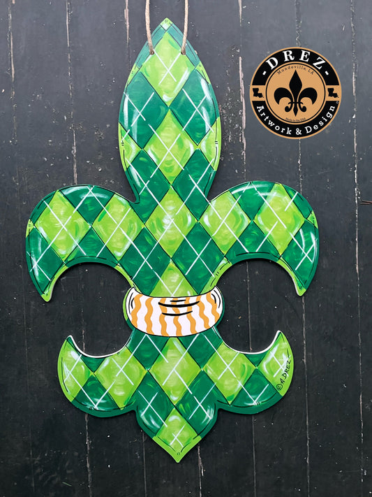Fleur De Lis St. Patties Day Door Hanger