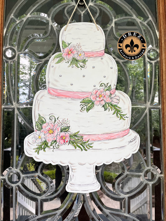 Cake Pink/White Door Hanger