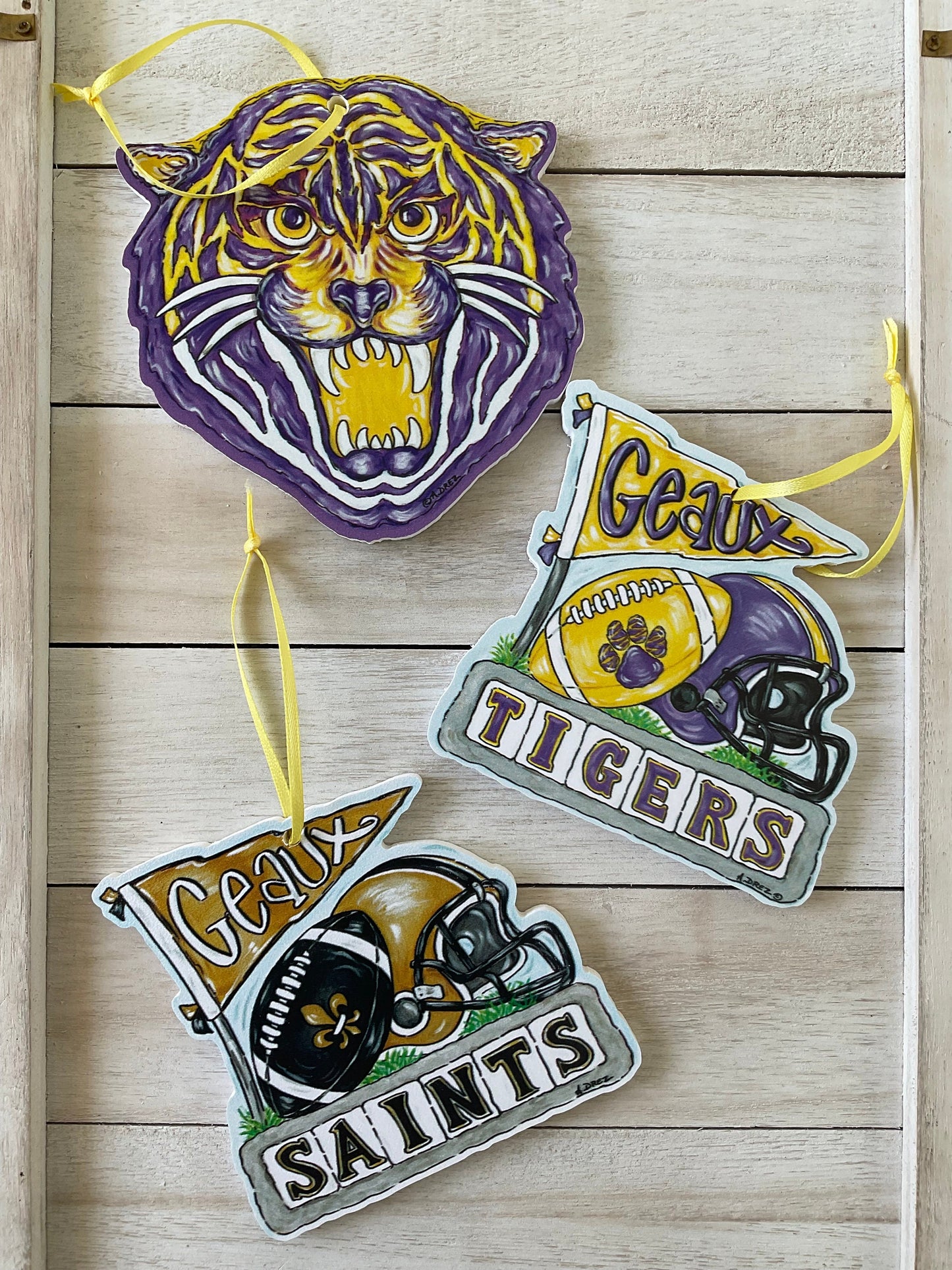 Tiger Face- Purple & Gold Ornament