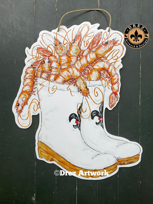 Shrimp Boots Door Hanger